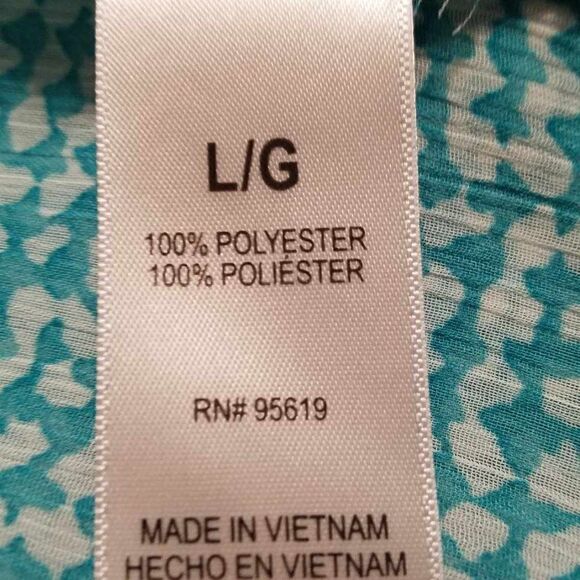 Fever Turquoise White Sleeveless Top with Longer Sides Size Large - Picture 11 of 12